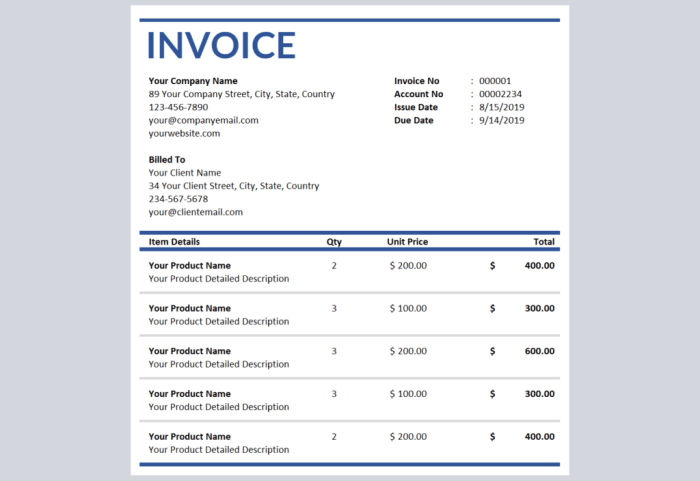 Invoice jasa desain interior